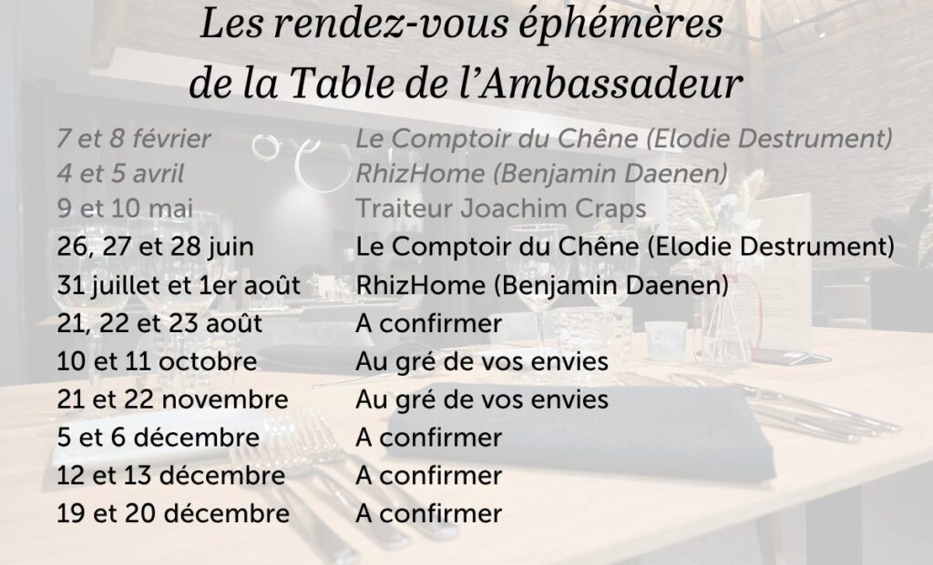 restaurants éphémères Domaine de l'Ambassadeur